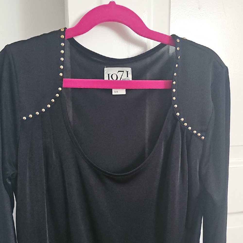 Reiss Black Studded Blouse